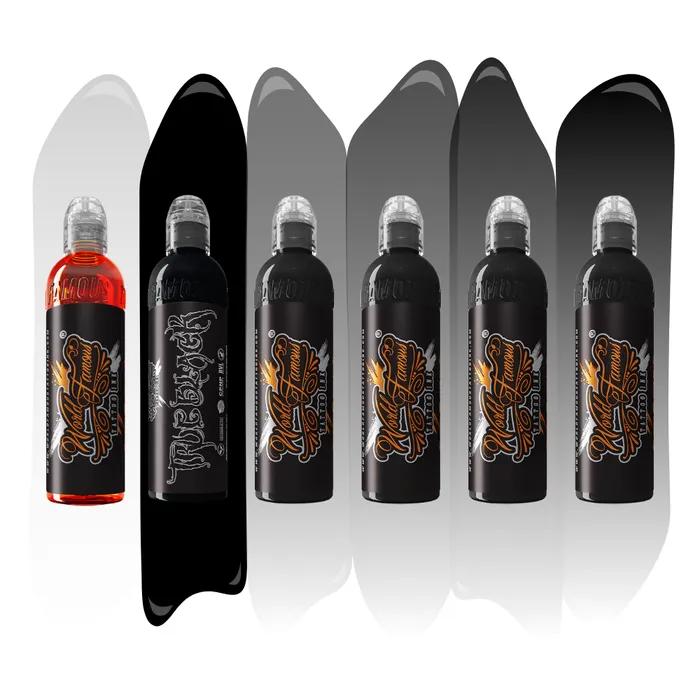 World Famous Anal Erich Rabel Greywash Set of 6 Bottles World Famous Tattoo Ink 4oz World Famous Anal Erich Rabel Greywash Set of 6 Bottles World Famous Tattoo Ink 4oz