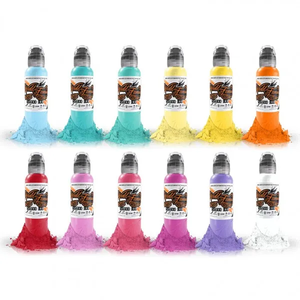 World Famous Female Sex Toys 12 Color Pastel Set World Famous Tattoo Ink 1oz