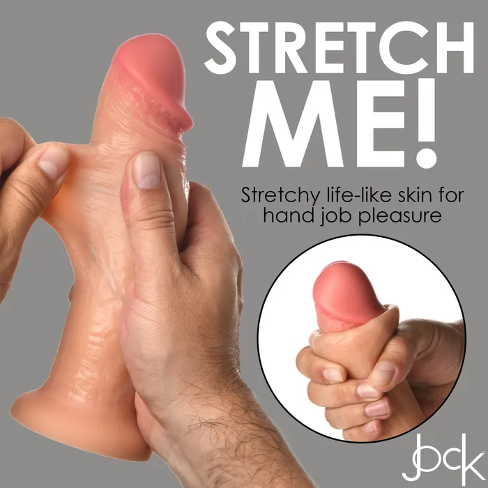 XR Brands Dildos Jock Real Skin 8 Inch Silicone Suction Cup Dildo Vanilla