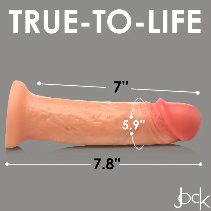 XR Brands Dildos Jock Real Skin 8 Inch Silicone Suction Cup Dildo Vanilla