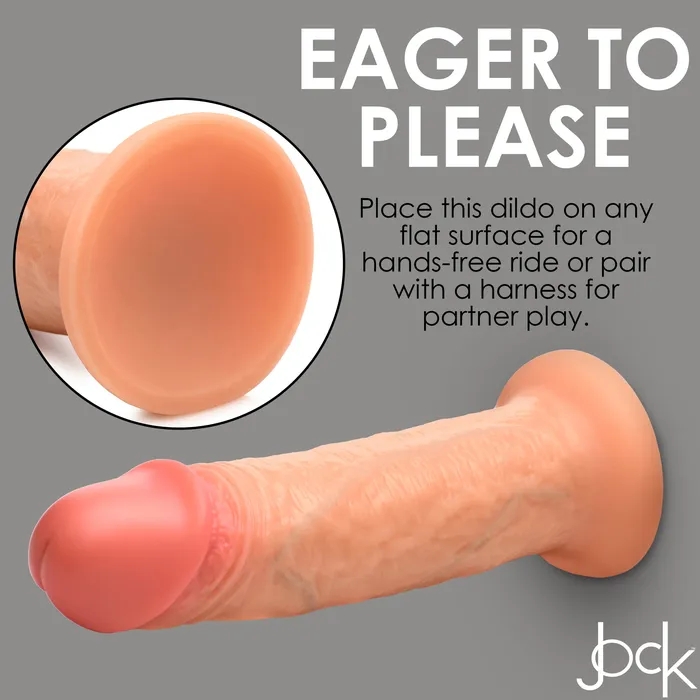 XR Brands Dildos Jock Real Skin 8 Inch Silicone Suction Cup Dildo Vanilla