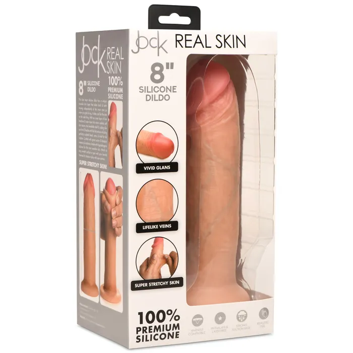 XR Brands Dildos Jock Real Skin 8 Inch Silicone Suction Cup Dildo Vanilla